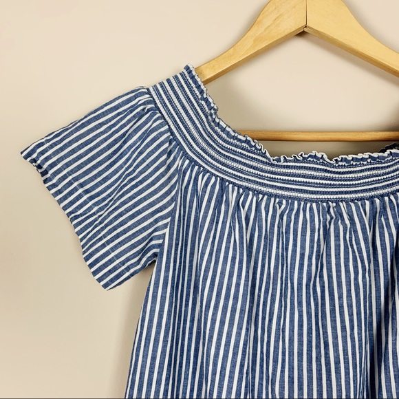 JCrew Striped Off The Shoulder Dress - Picture 3 of 8